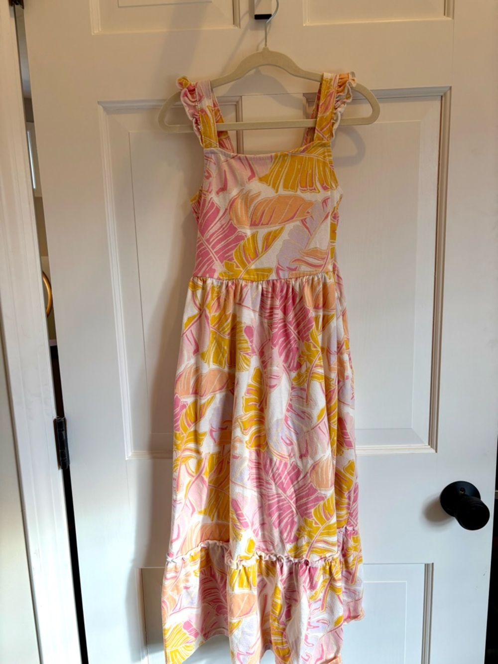 Cat & Jack Pink and Yellow Tropical Leaf Girls Sundress